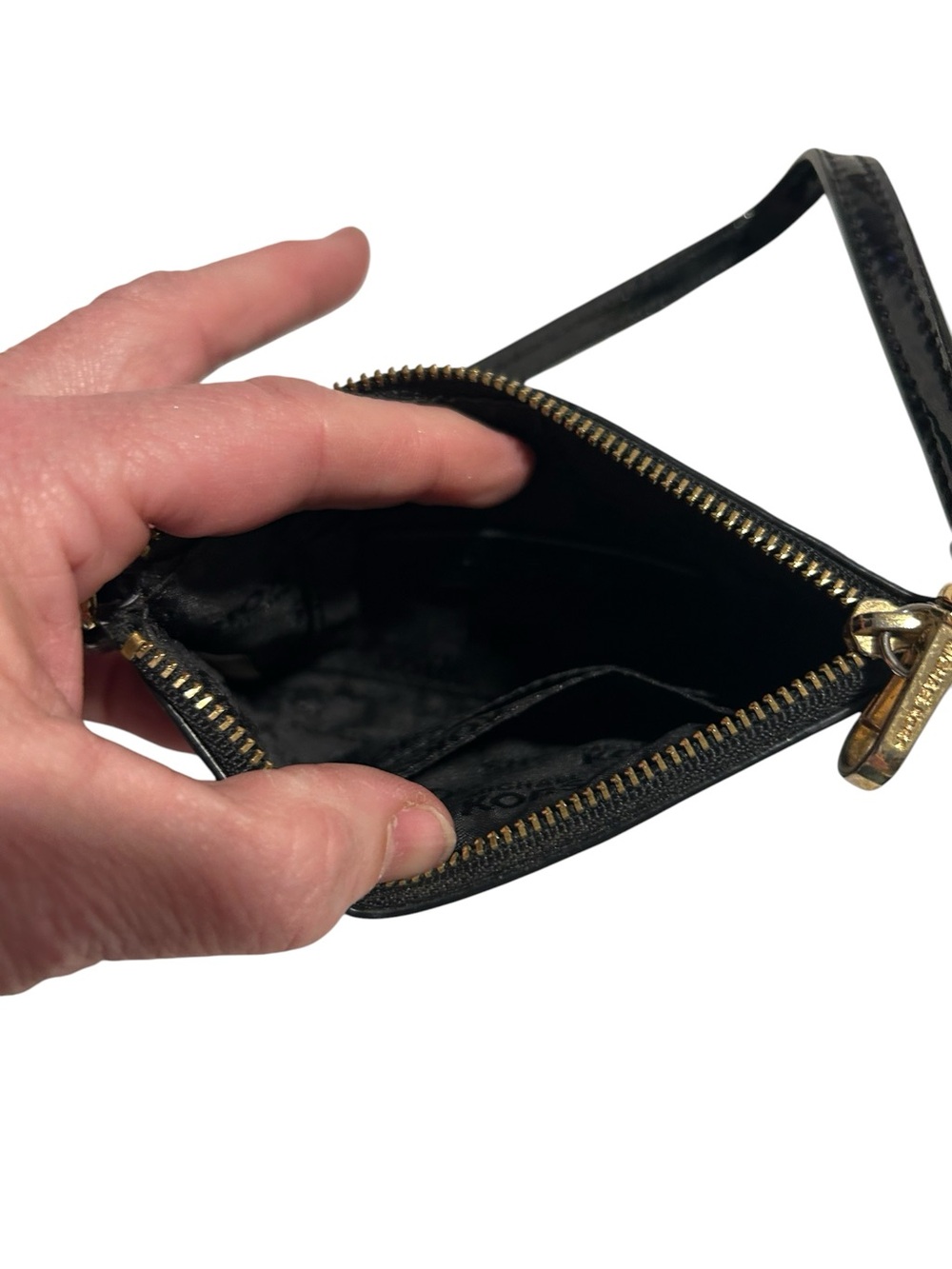 Michael Kors Black Patent Logo Wristlet with Gold Plate - Picture 4 of 4